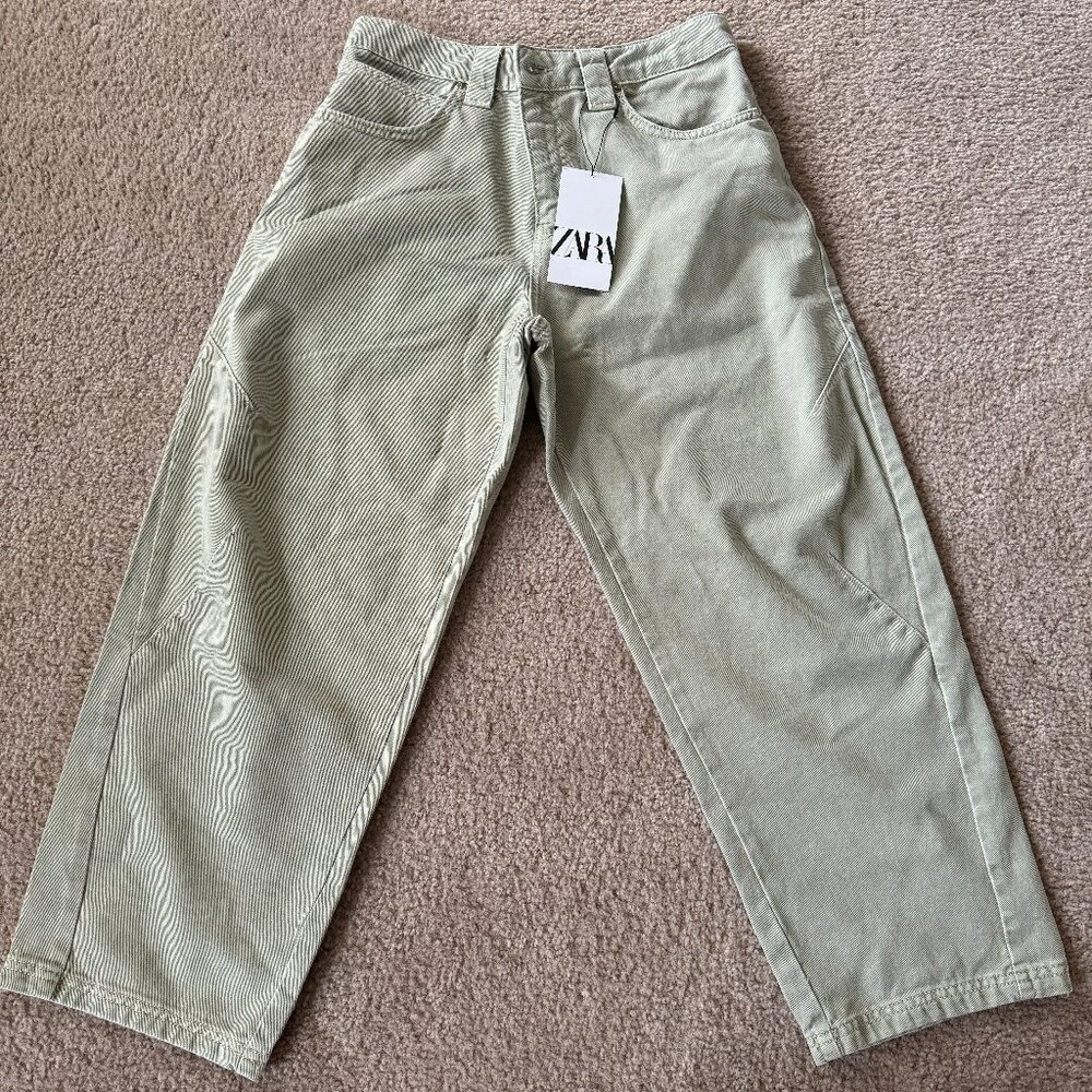 Green Zara Barrel Jeans
